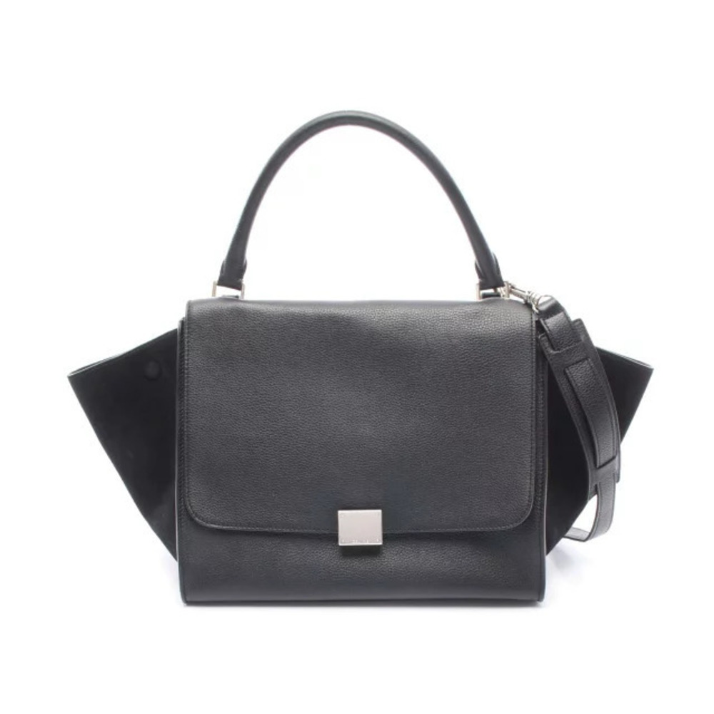 Celine Trapeze Handbag Leather Suede Black